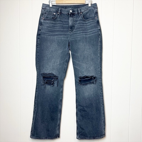 American Eagle 90s Bootcut Jeans 12 black distressed high rise boot cut ripped - Picture 14 of 14